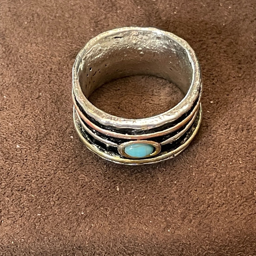 Turquoise And Silver Stacking Ring Set - image 2